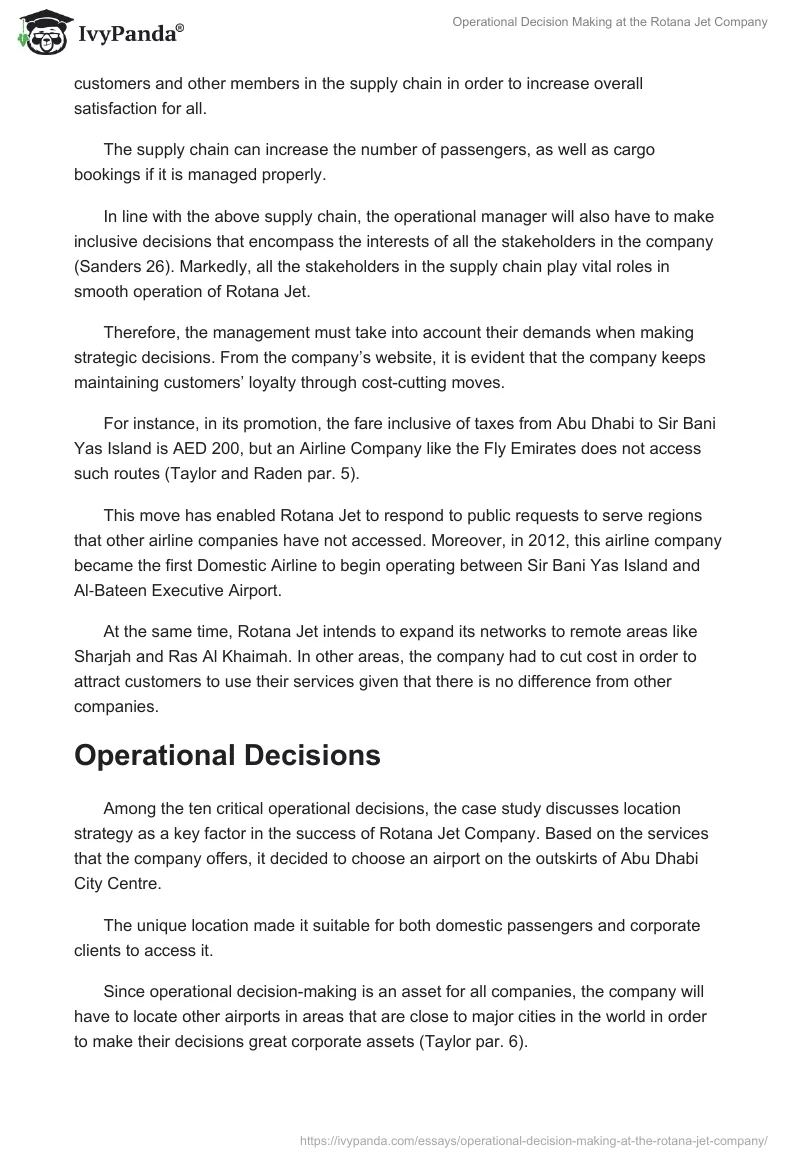 Operational Decision Making at the Rotana Jet Company. Page 4
