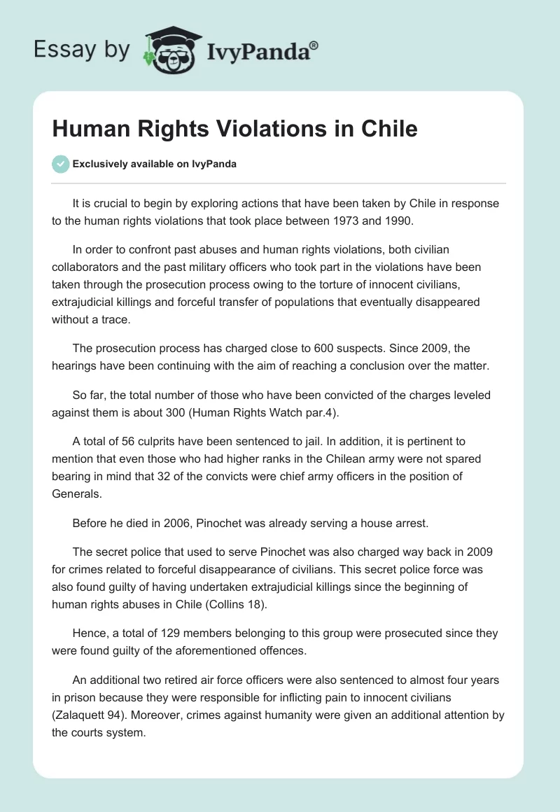 Human Rights Violations in Chile. Page 1