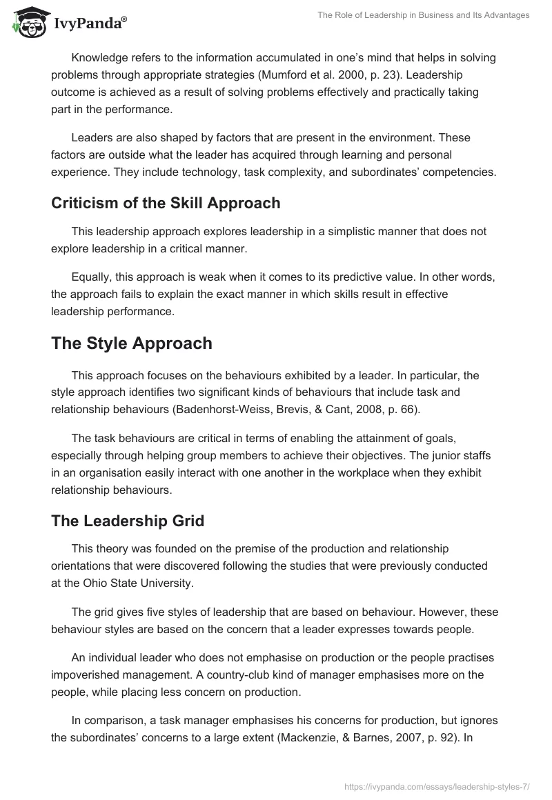 The Role of Leadership in Business and Its Advantages. Page 5