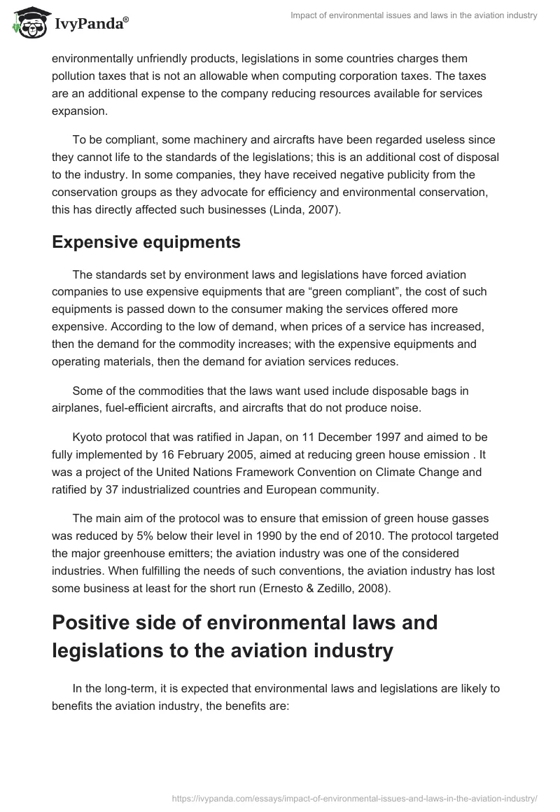 Impact of Environmental Issues and Laws in the Aviation Industry. Page 2