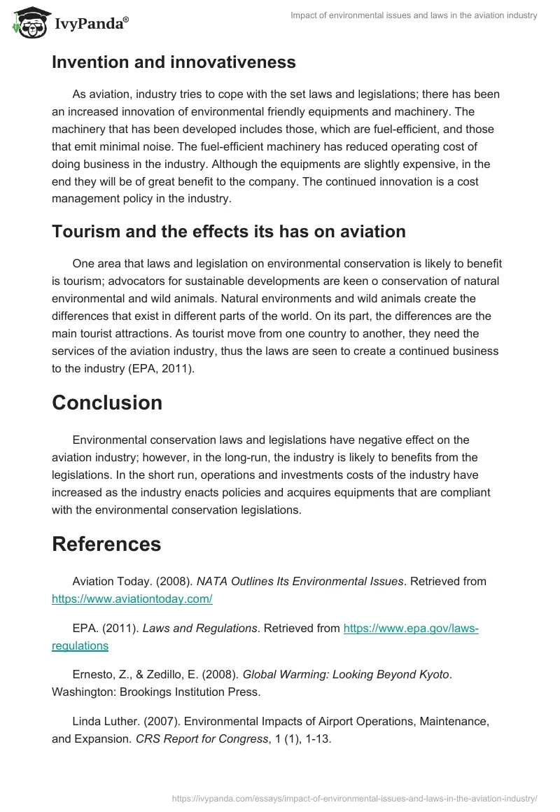 Impact of Environmental Issues and Laws in the Aviation Industry. Page 3