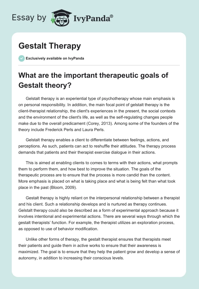 Gestalt Therapy. Page 1
