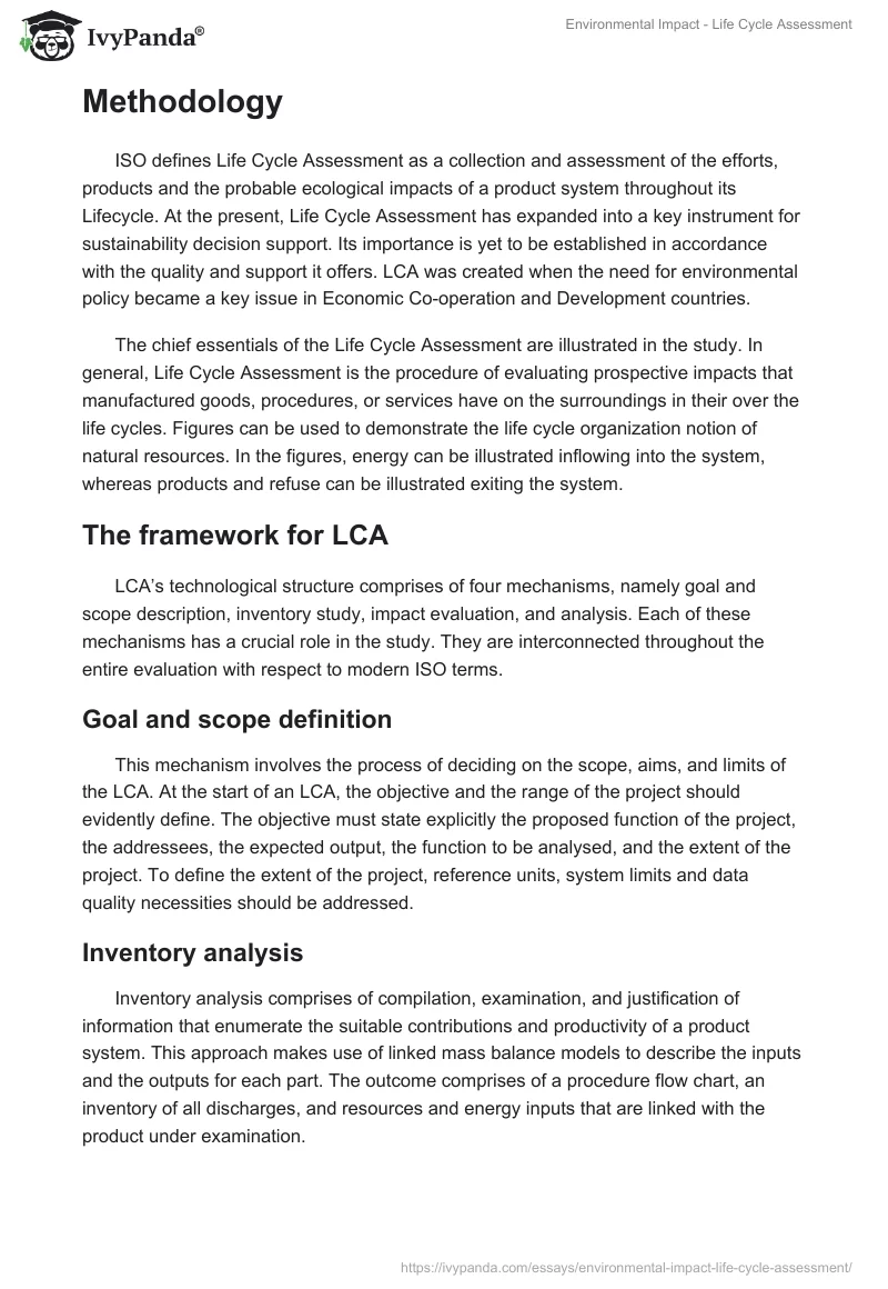 Environmental Impact - Life Cycle Assessment. Page 2