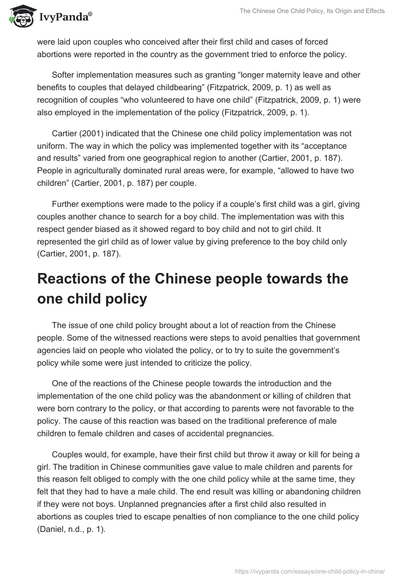 The Chinese One Child Policy, Its Origin and Effects. Page 4