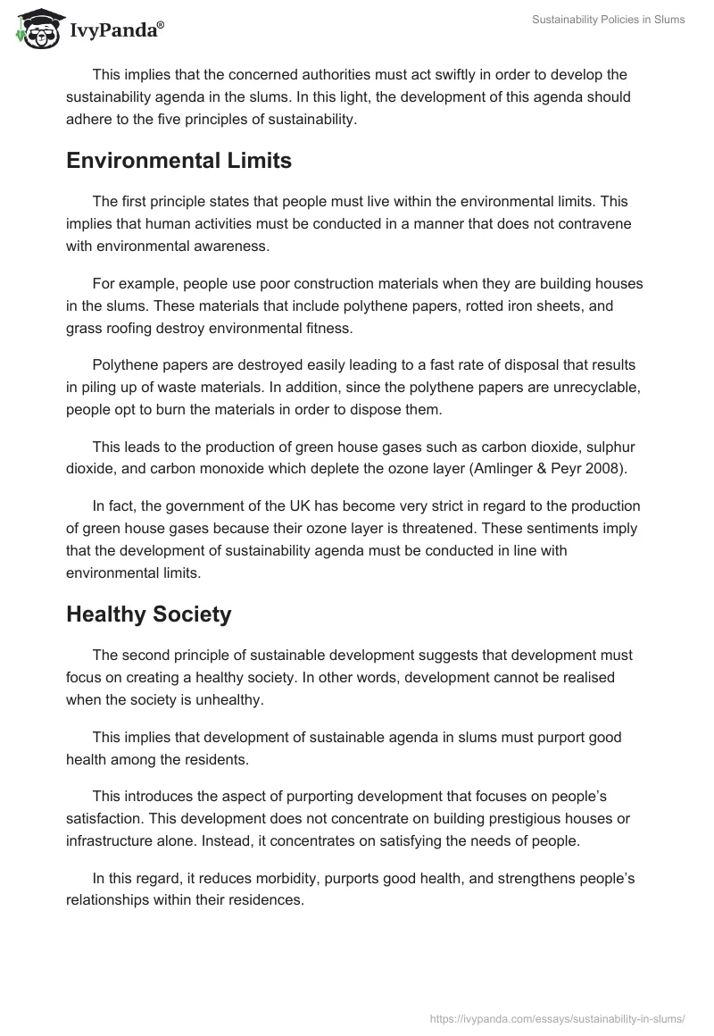 Sustainability Policies in Slums. Page 2