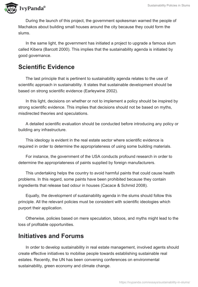 Sustainability Policies in Slums. Page 4