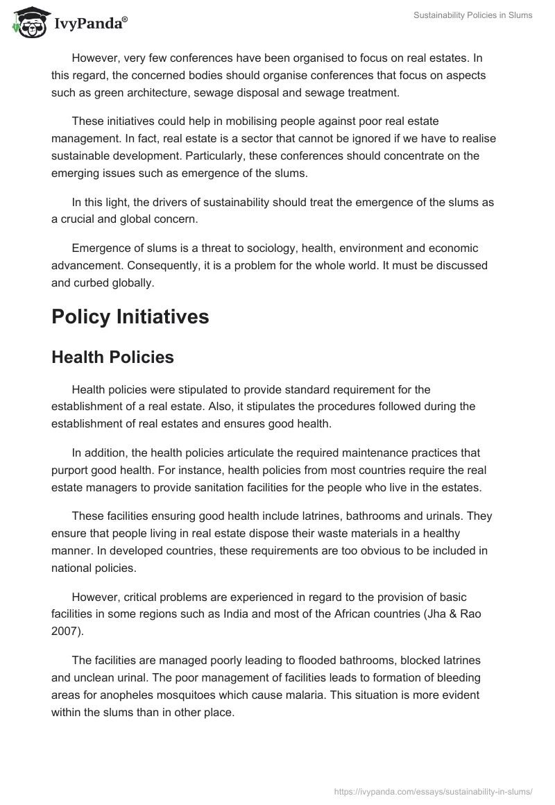 Sustainability Policies in Slums. Page 5