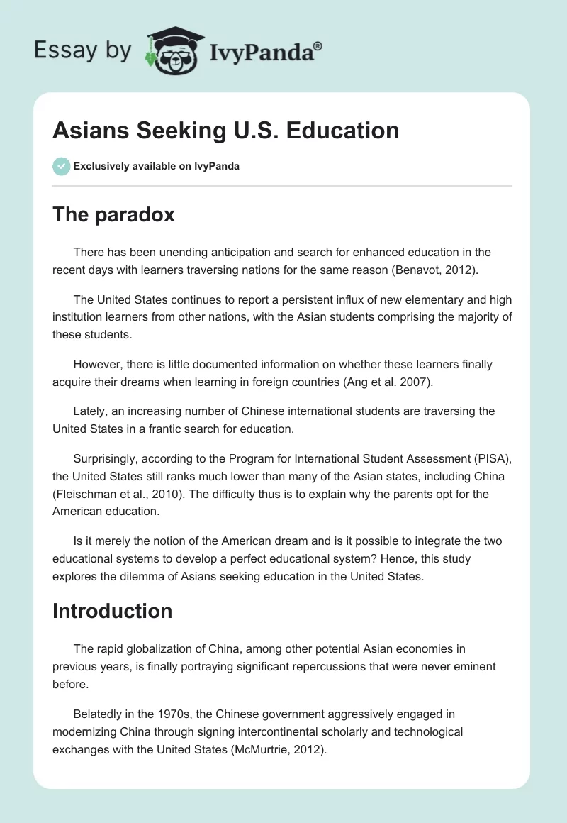 Asians Seeking U.S. Education. Page 1