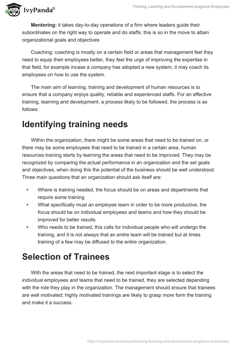 Training, Learning and Development programs Employees. Page 2