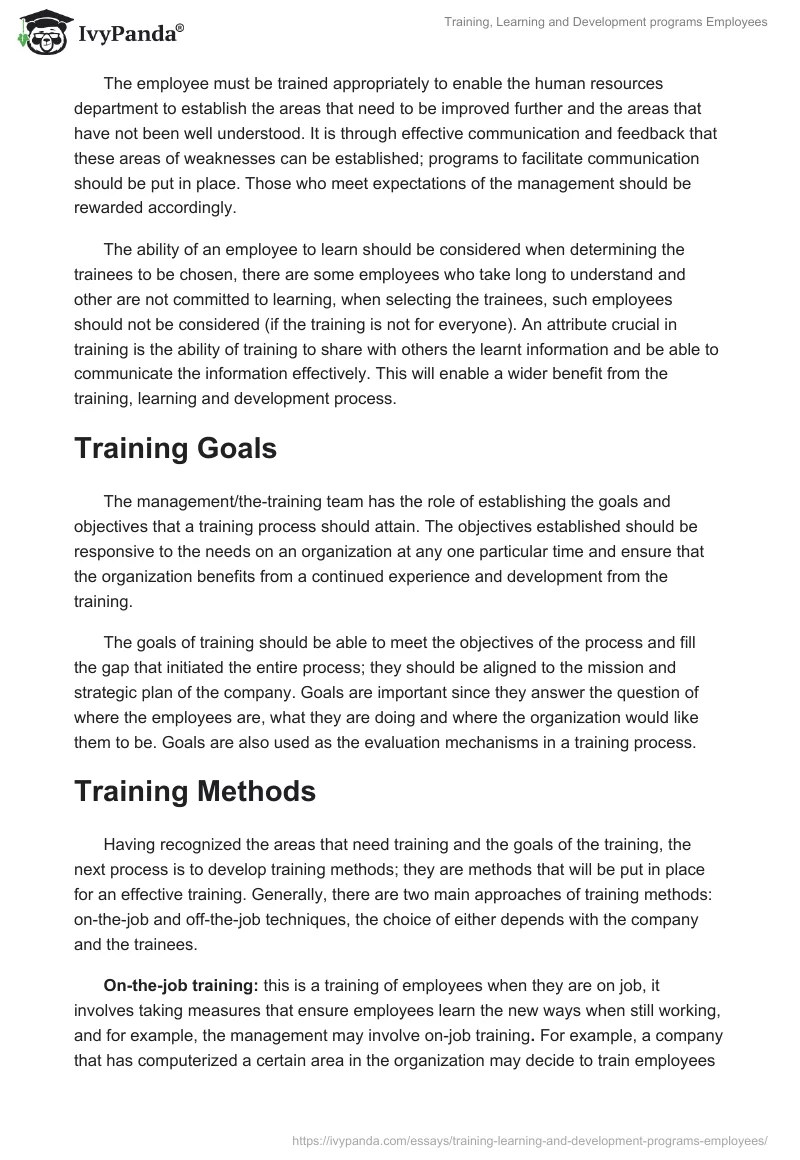 Training, Learning and Development programs Employees. Page 3