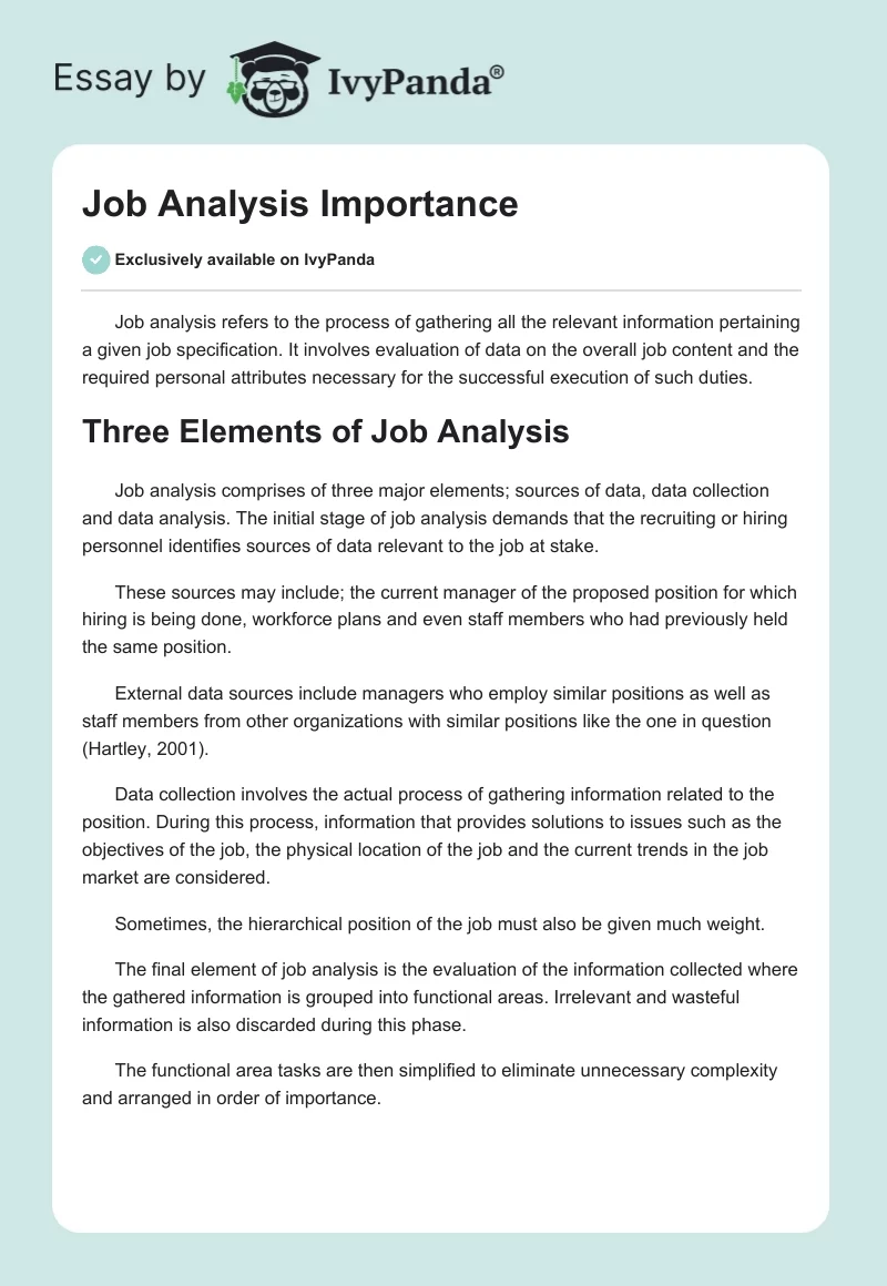 Job Analysis Importance. Page 1