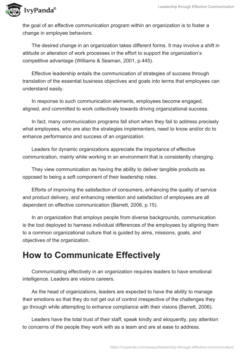 Leadership Through Effective Communication. Page 3