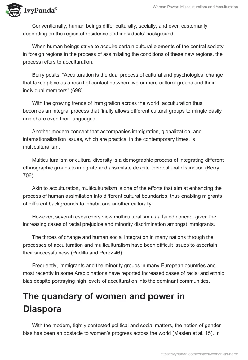 Women Power: Multiculturalism and Acculturation. Page 2