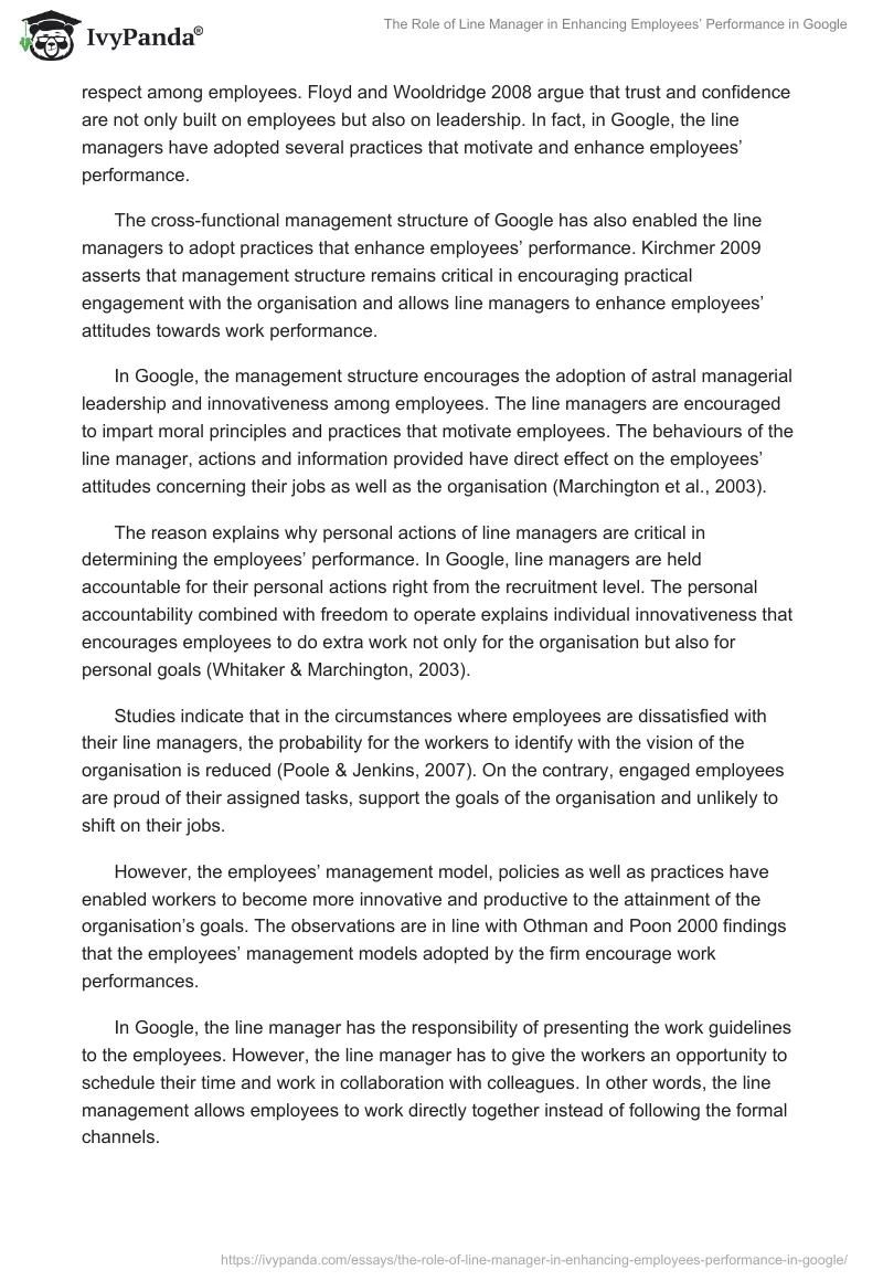 The Role of Line Manager in Enhancing Employees’ Performance in Google. Page 3