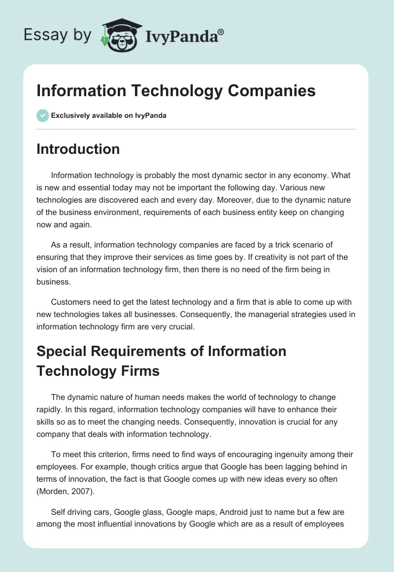 Information Technology Companies. Page 1