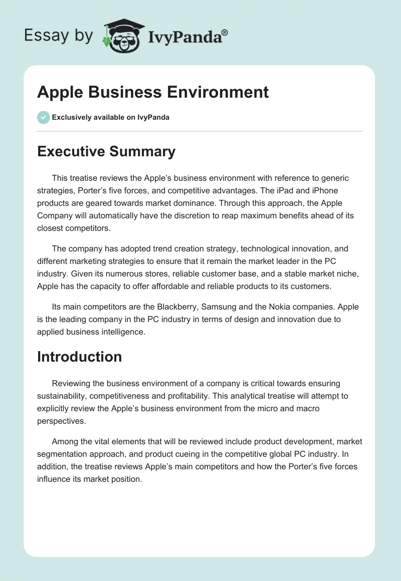 Apple Business Environment. Page 1