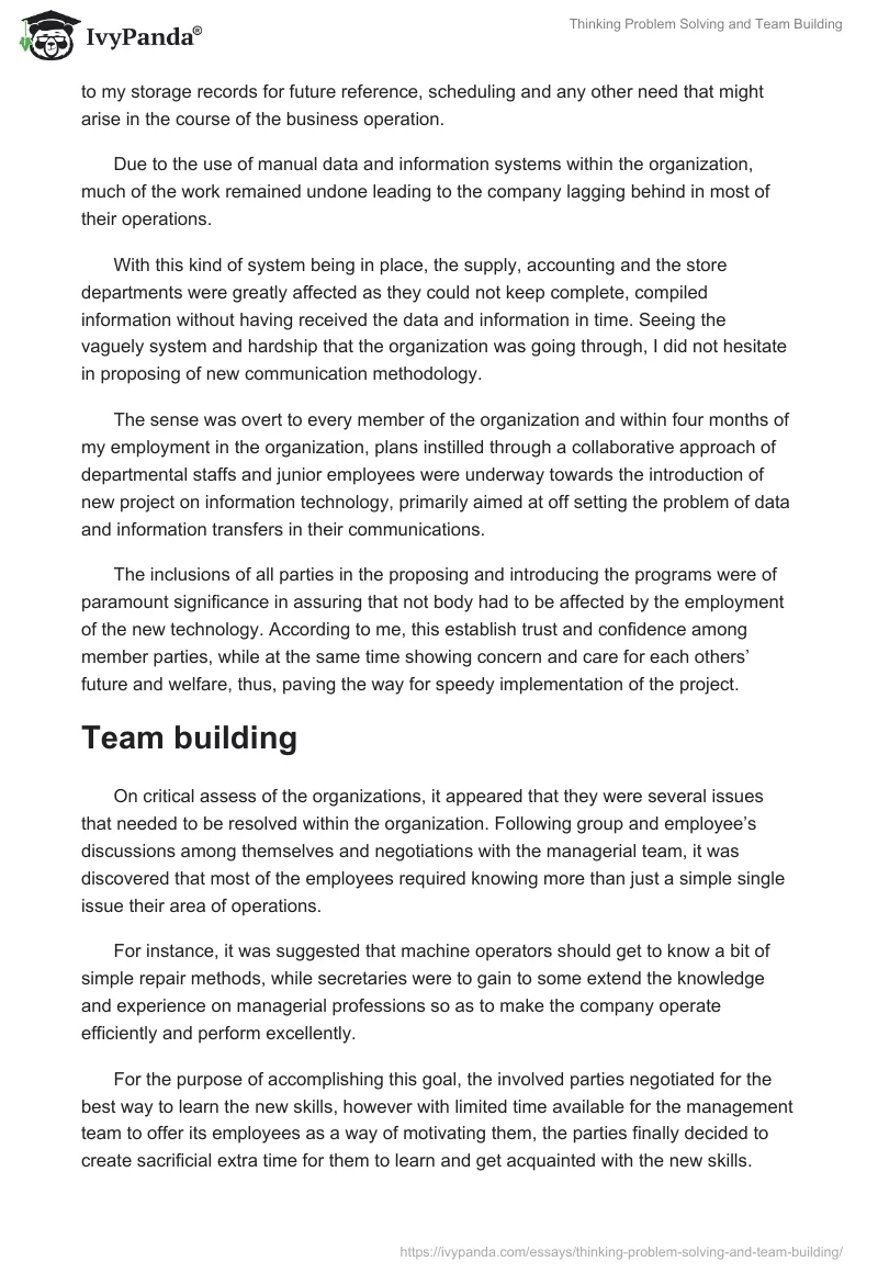 Thinking Problem Solving and Team Building. Page 5