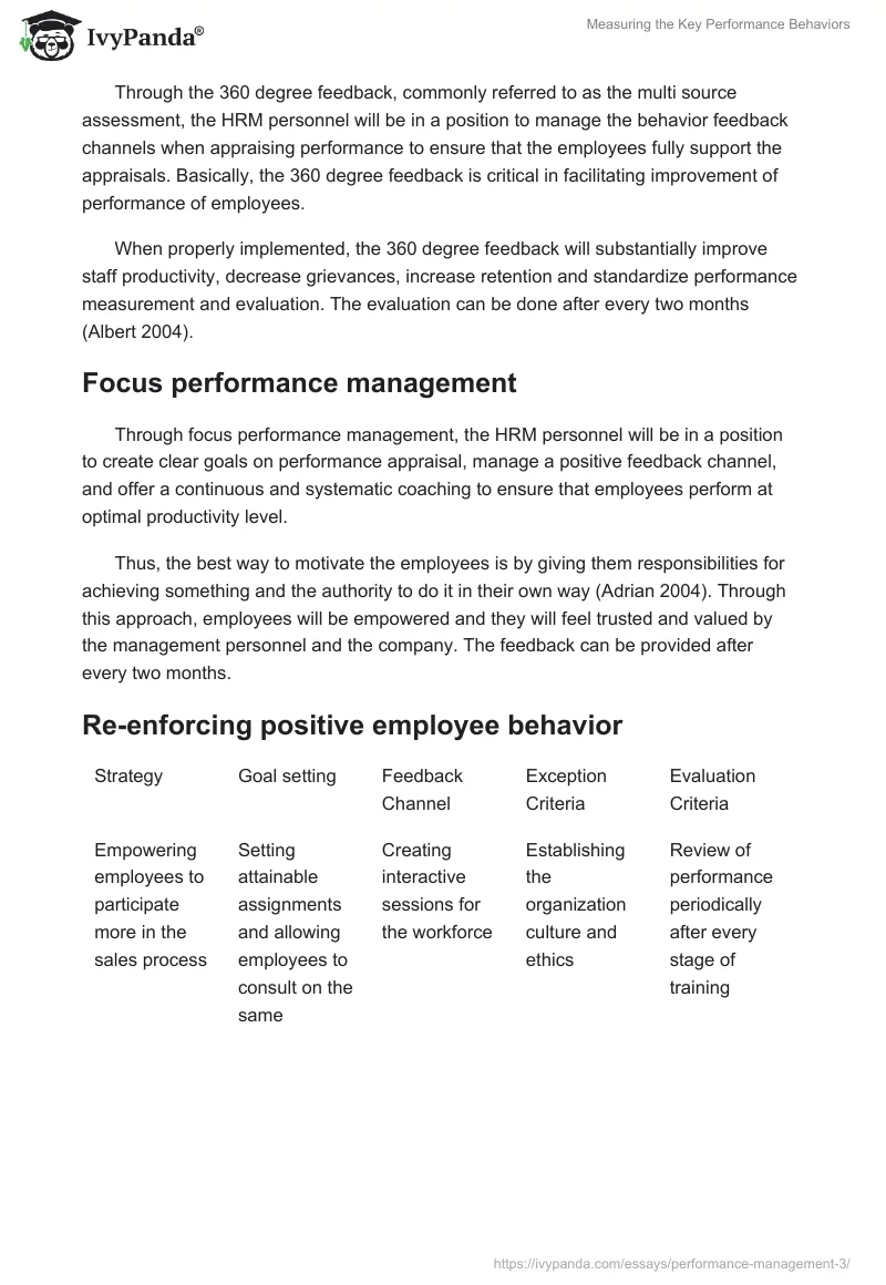 Measuring the Key Performance Behaviors. Page 4