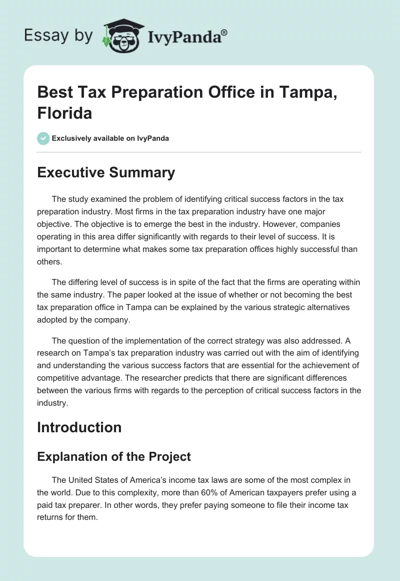 Best Tax Preparation Office in Tampa, Florida. Page 1