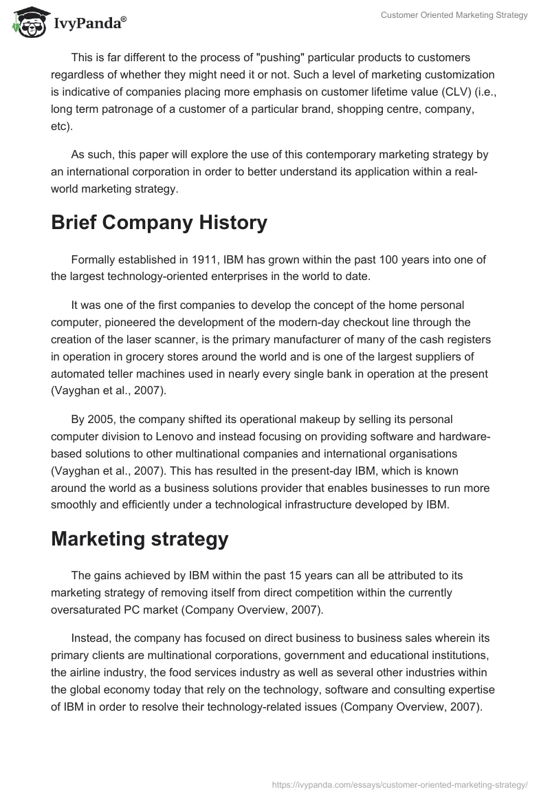 Customer Oriented Marketing Strategy. Page 2