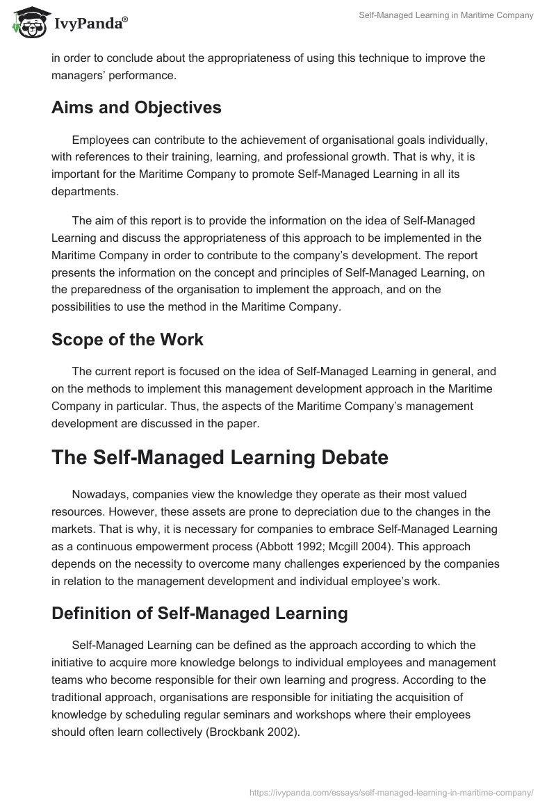 Self-Managed Learning in Maritime Company. Page 2