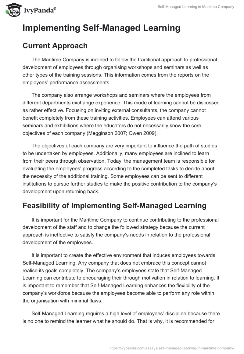 Self-Managed Learning in Maritime Company. Page 5