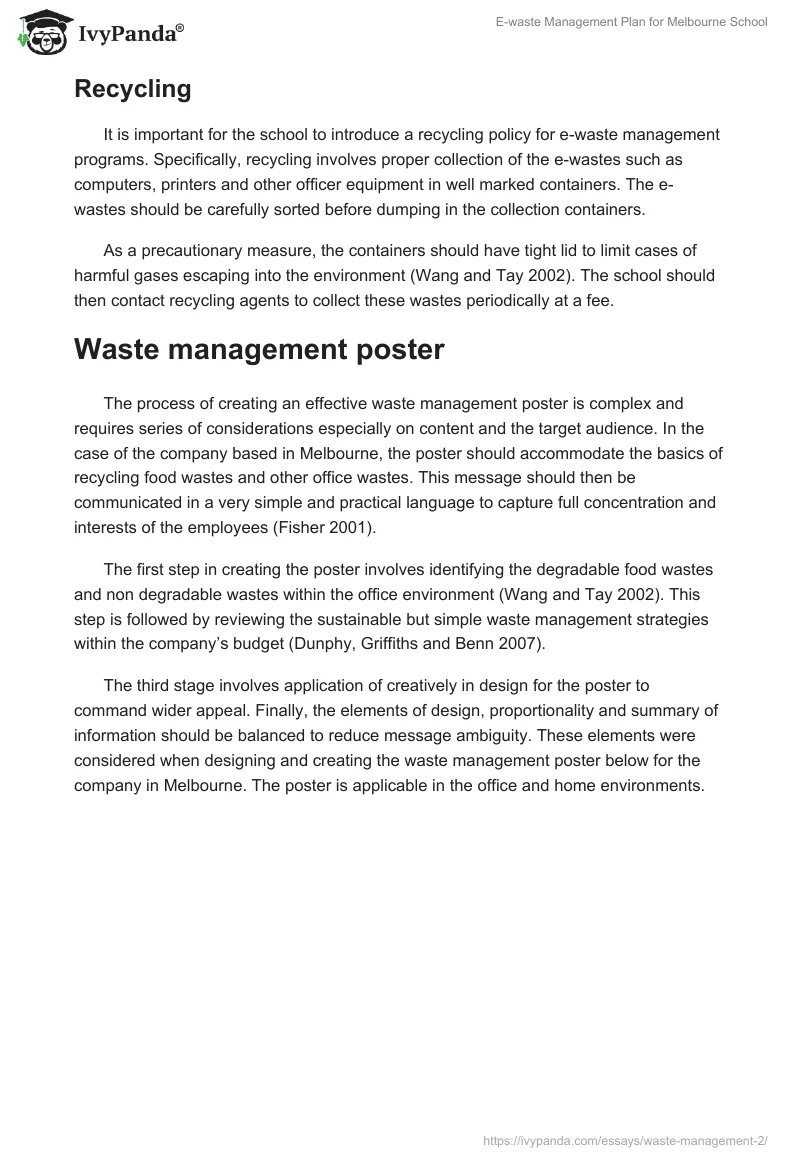 E-Waste Management Plan for Melbourne School. Page 2