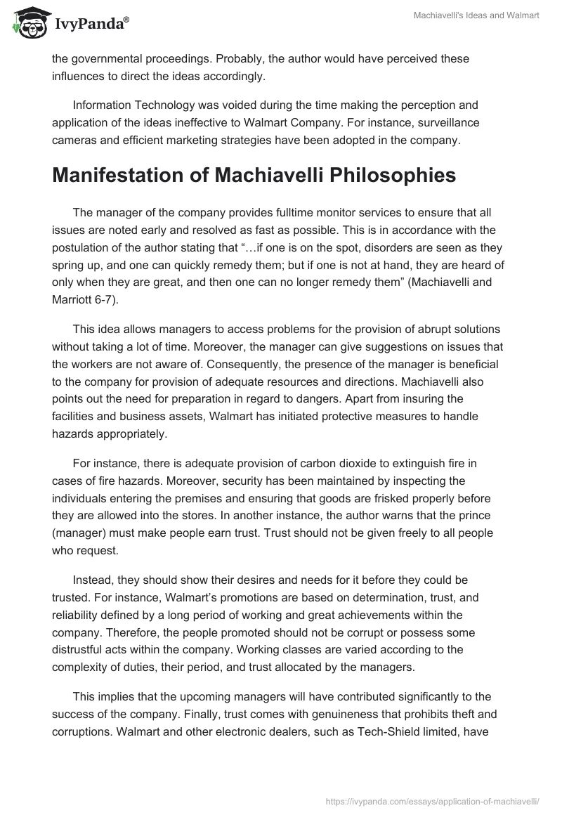 Machiavelli's Ideas and Walmart. Page 3