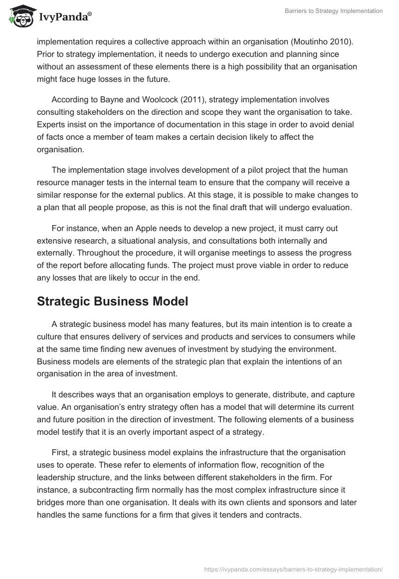 Barriers to Strategy Implementation. Page 5
