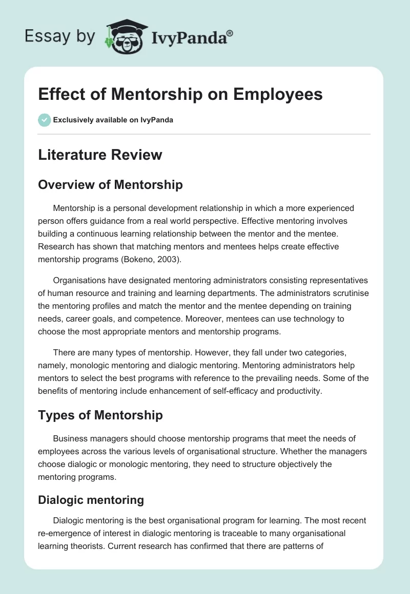 Effect of Mentorship on Employees. Page 1