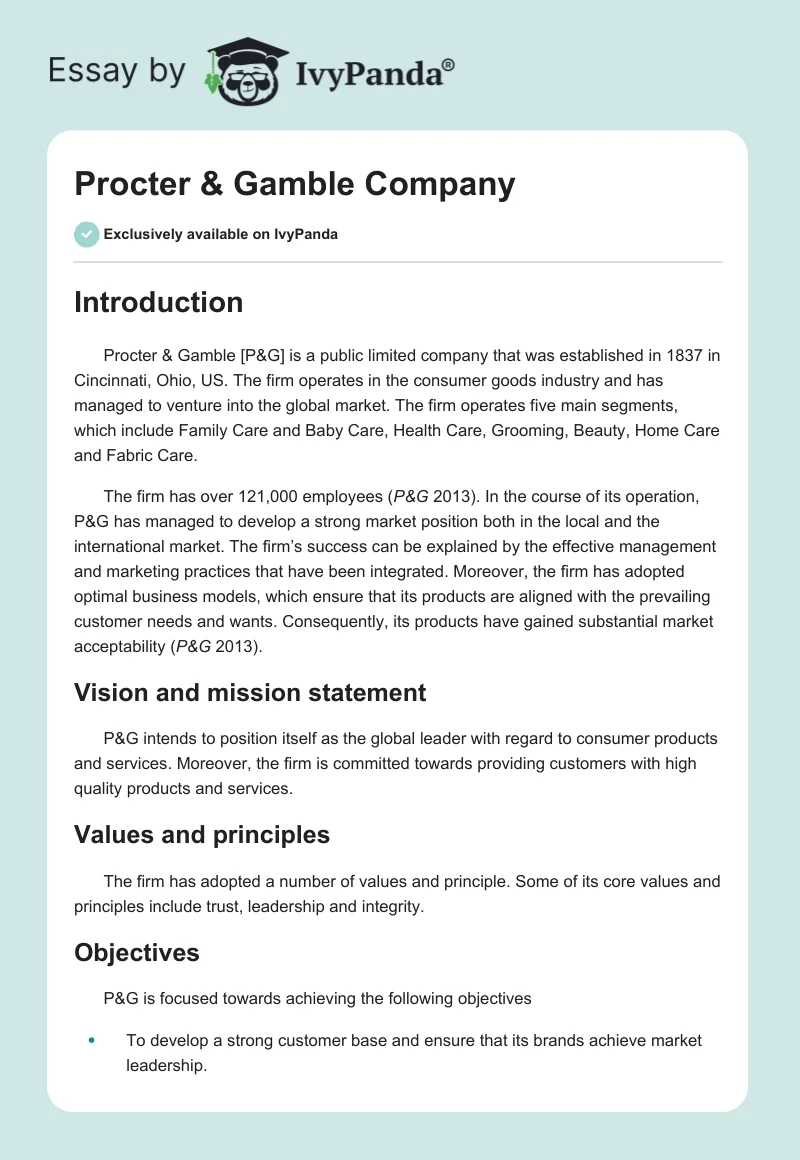 Procter & Gamble Company. Page 1