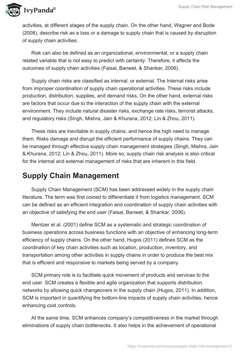 Supply Chain Risk Management. Page 2