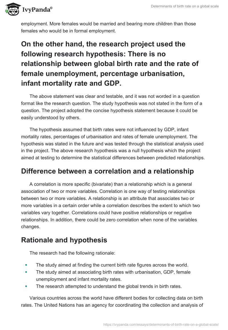 Determinants of birth rate on a global scale. Page 3