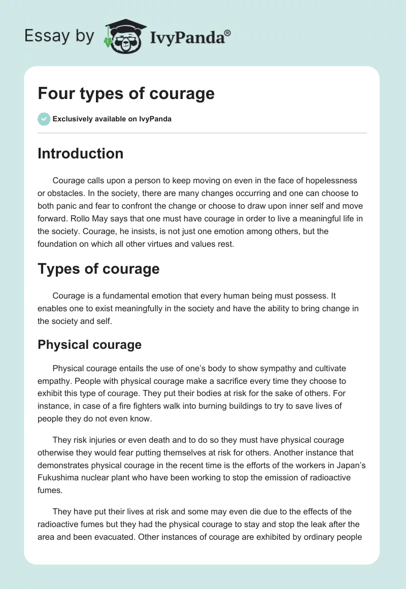 paragraph essay about courage