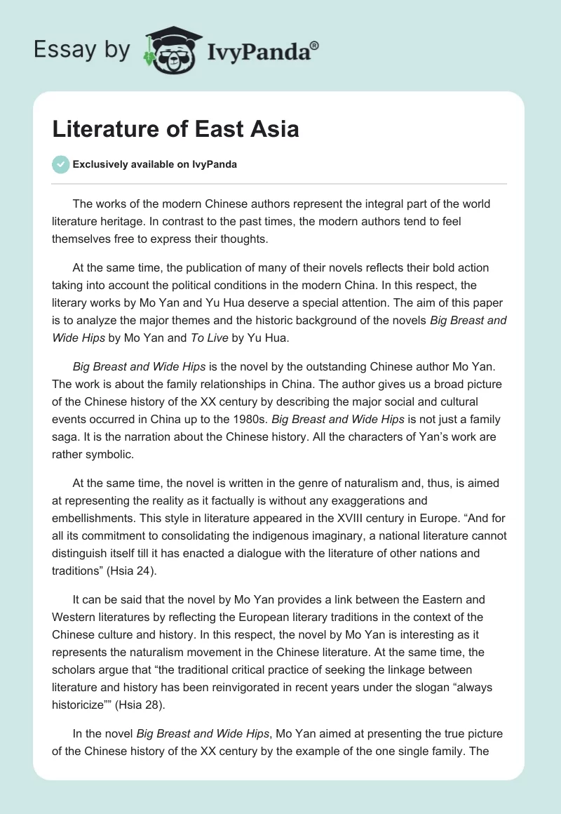 Literature of East Asia. Page 1