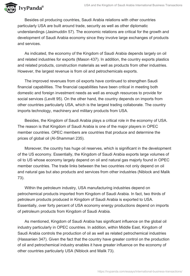 USA and the Kingdom of Saudi Arabia International Business Transactions. Page 2