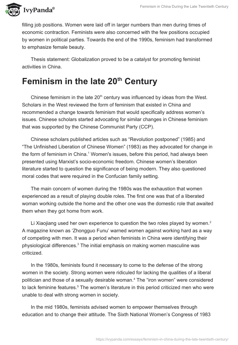 Feminism in China During the Late Twentieth Century. Page 3