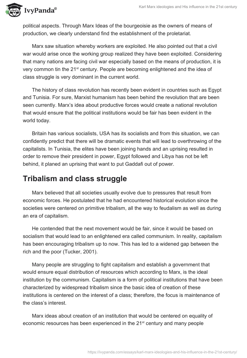 Karl Marx ideologies and His influence in the 21st century. Page 3