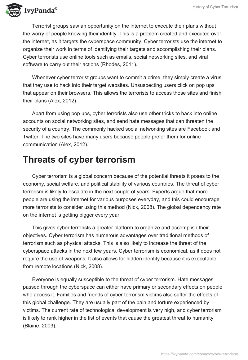 History of Cyber Terrorism. Page 2