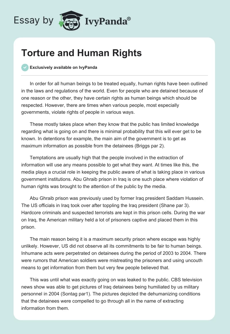 Torture and Human Rights. Page 1