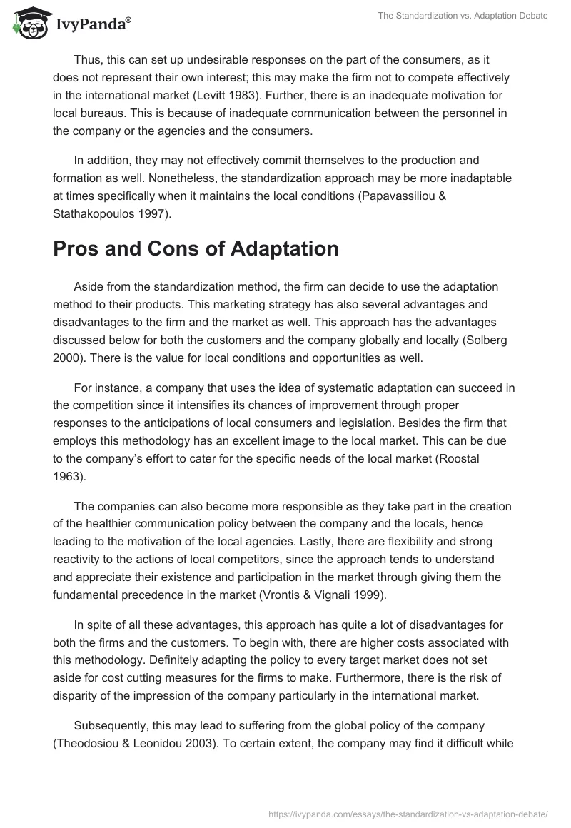 The Standardization vs. Adaptation Debate. Page 5