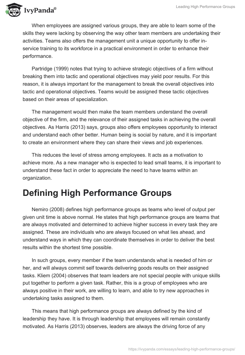 Leading High Performance Groups. Page 3
