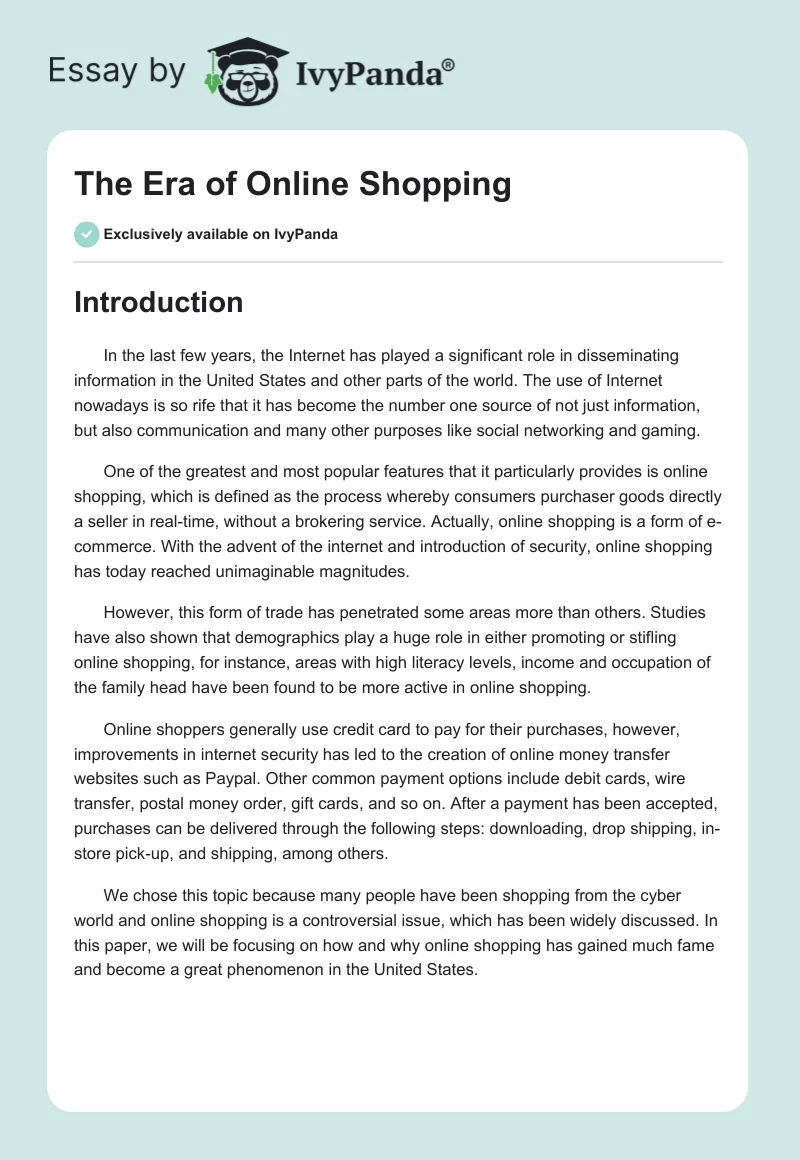 The Era of Online Shopping. Page 1