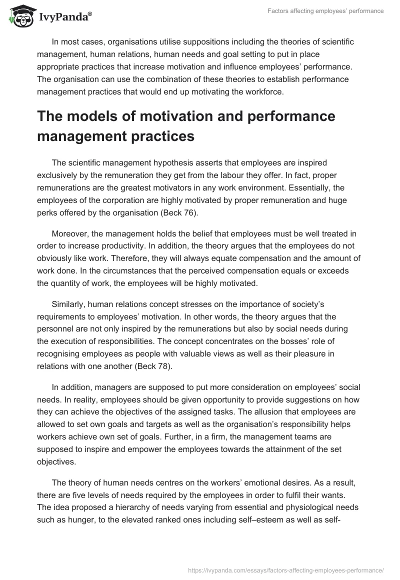 Factors Affecting Employees’ Performance. Page 2