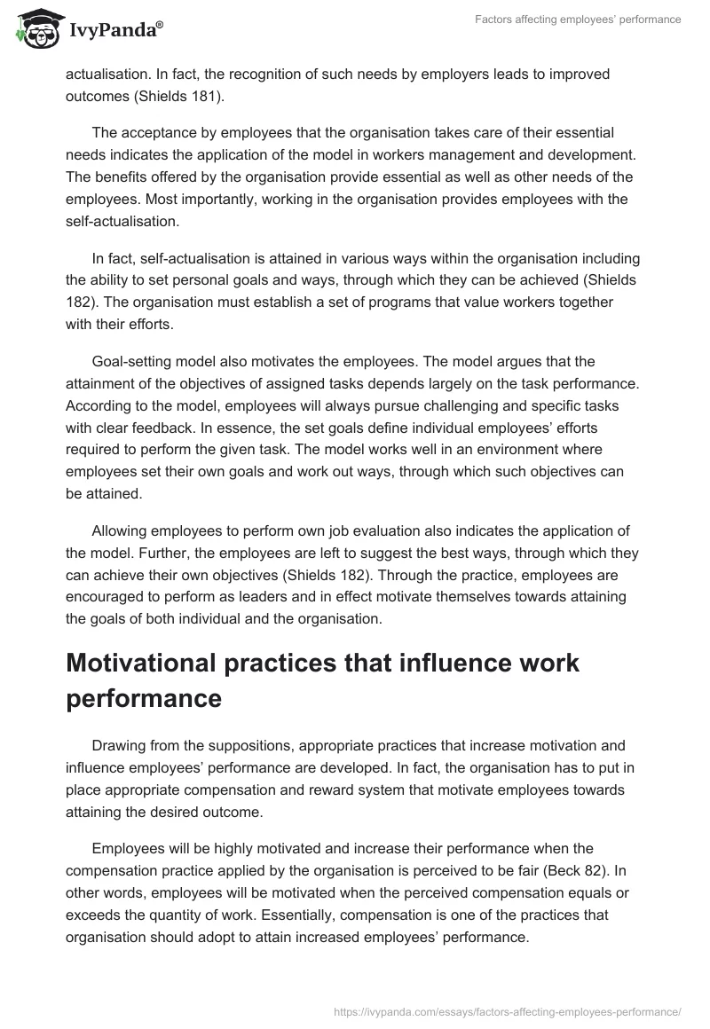 Factors Affecting Employees’ Performance. Page 3