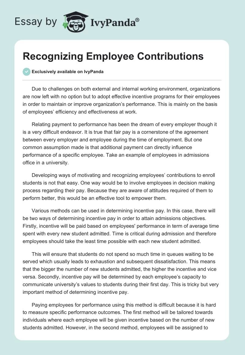 Recognizing Employee Contributions. Page 1