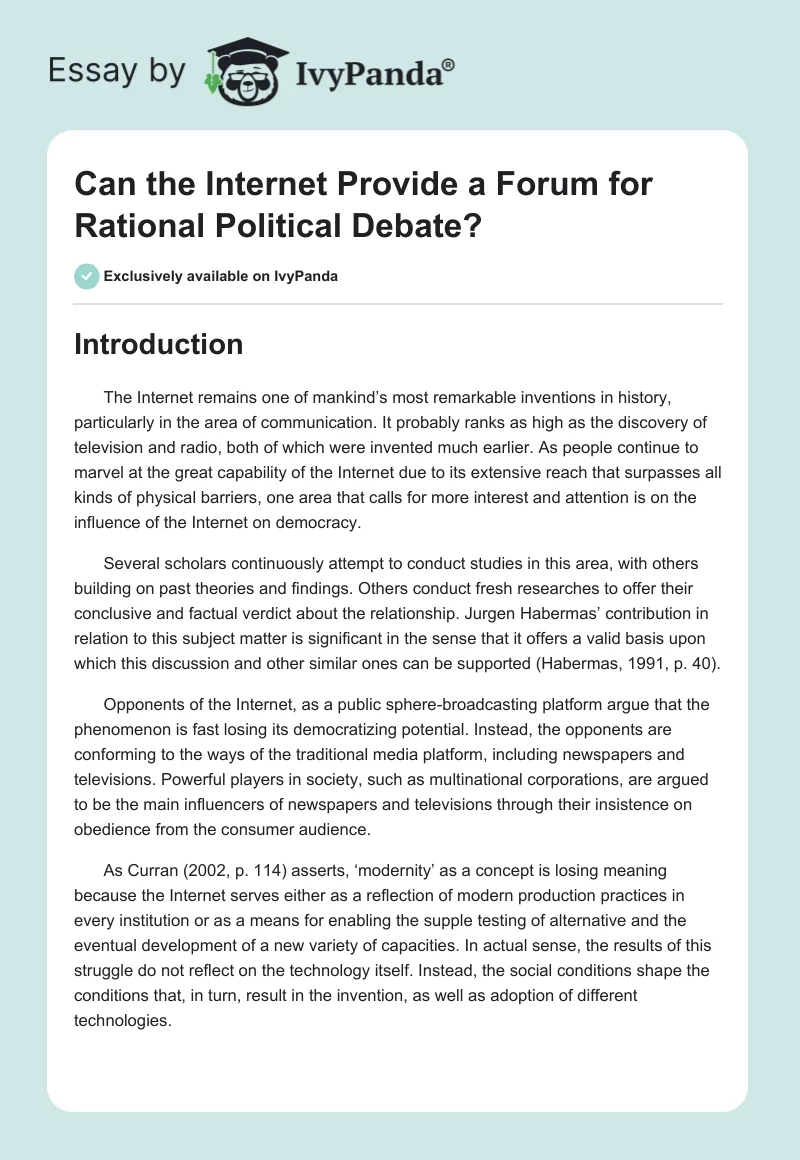Can the Internet Provide a Forum for Rational Political Debate?. Page 1
