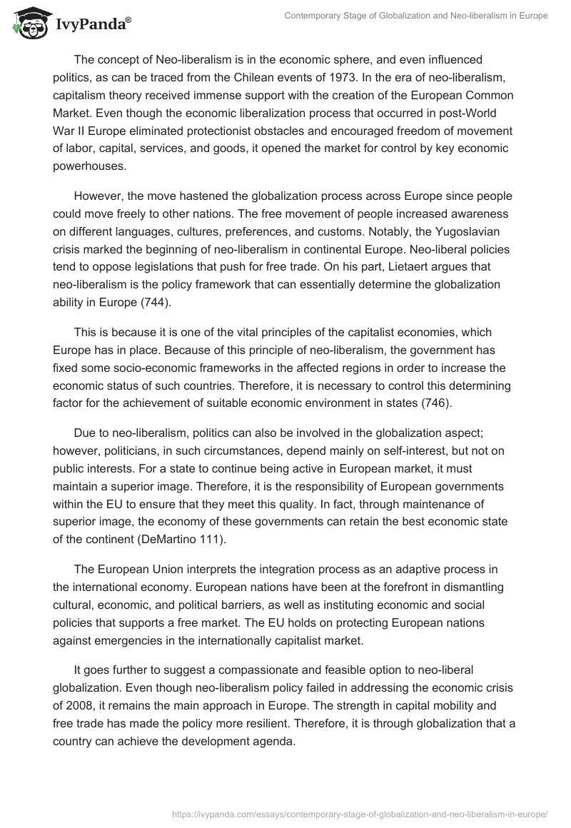 Contemporary Stage of Globalization and Neo-liberalism in Europe. Page 3