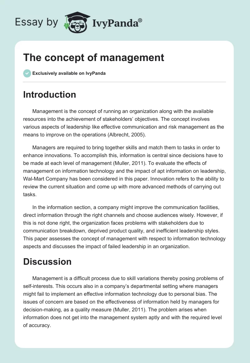The concept of management. Page 1