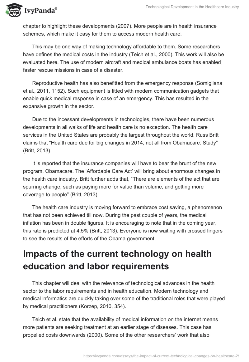 Technological Development in the Healthcare Industry. Page 4